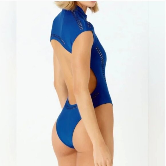 Free People NWT Gigi C Bikinis Lydia Cobalt Surf swimsuit blue size M - Picture 2 of 8